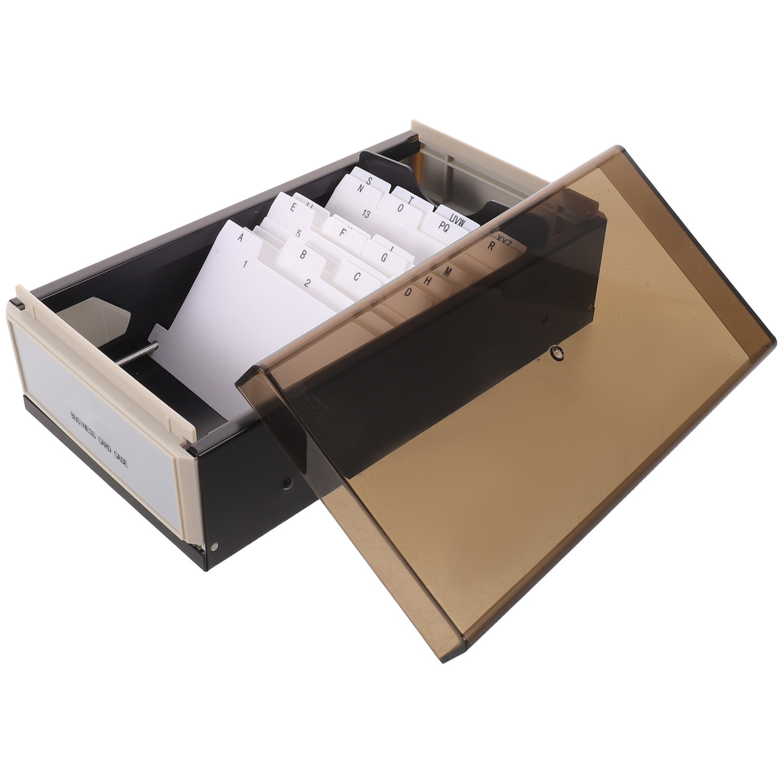 Card Index Box - Large Business Card Storage Box Black